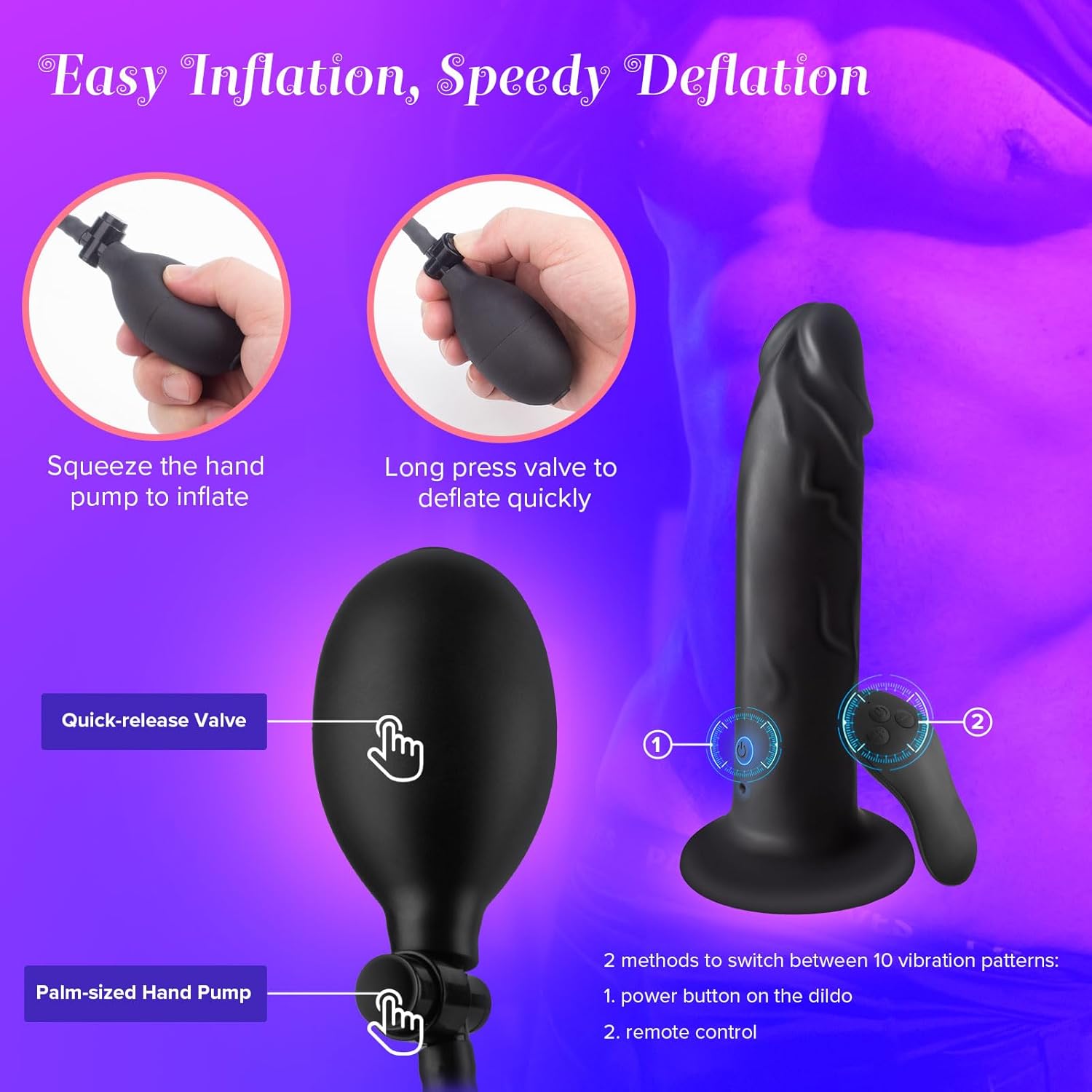 Prostate massager inflatable suction cup