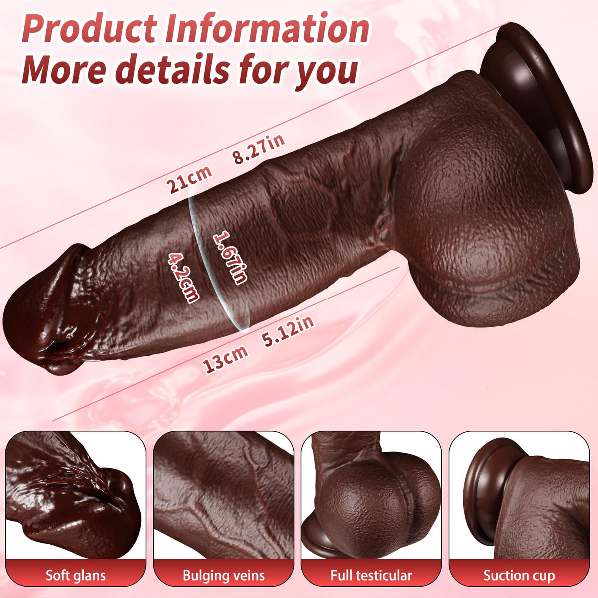 Dimensions: 21 cm total, 13 cm insertable, 4.2 cm diameter