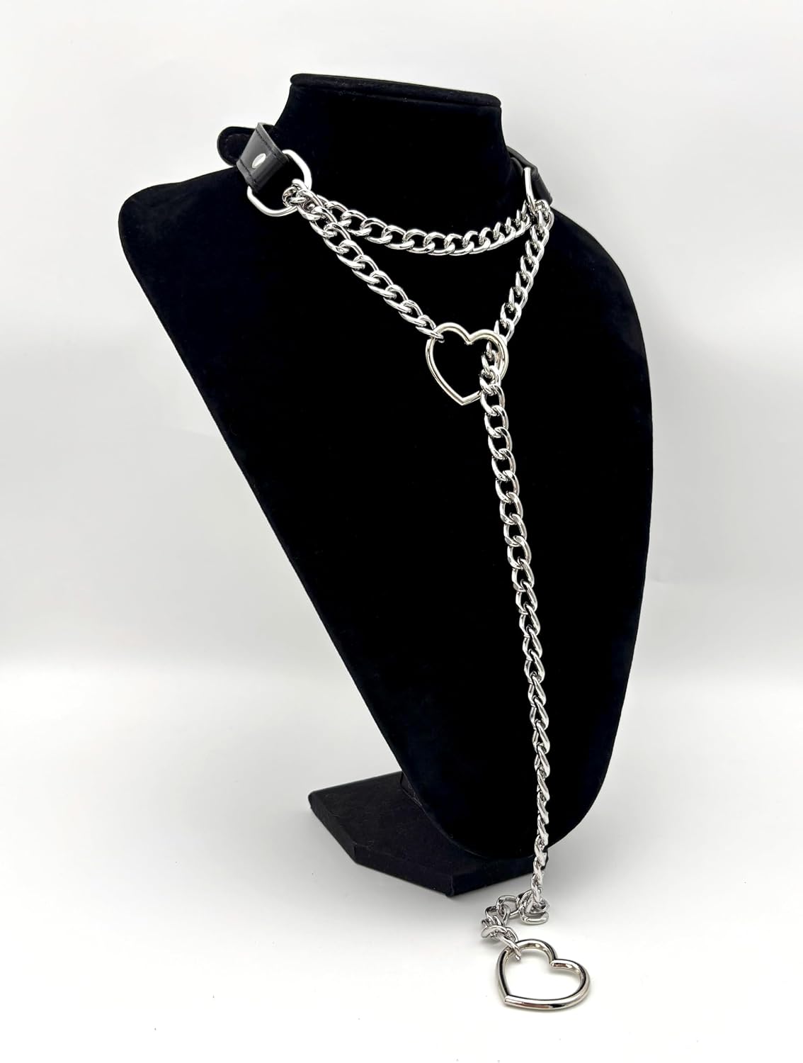 Black leather choker collar for women