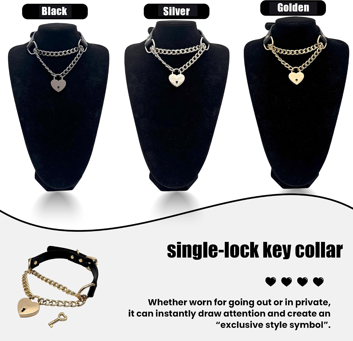 Heart lock collar choker