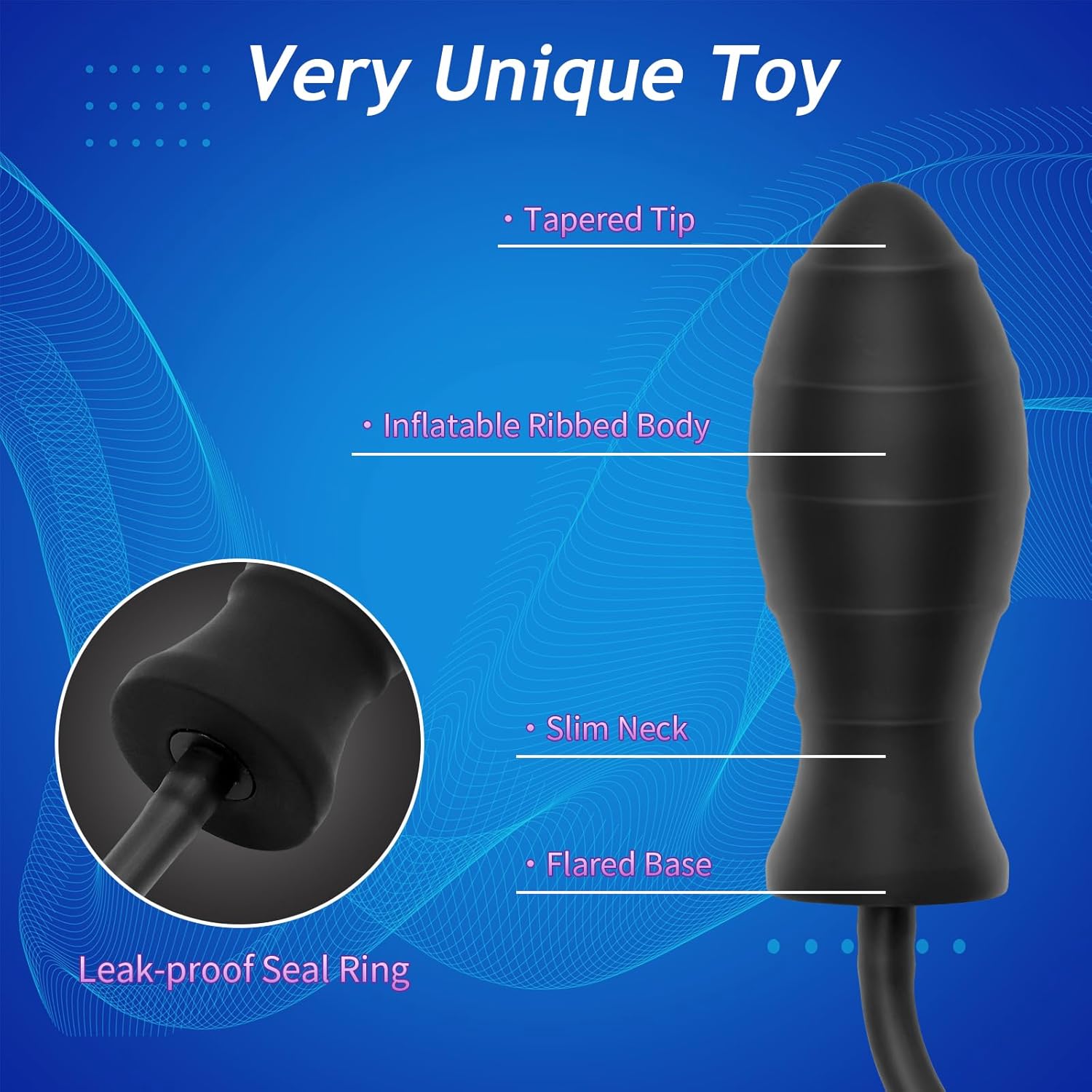 Inflatable beaded butt plug with quick-release valve