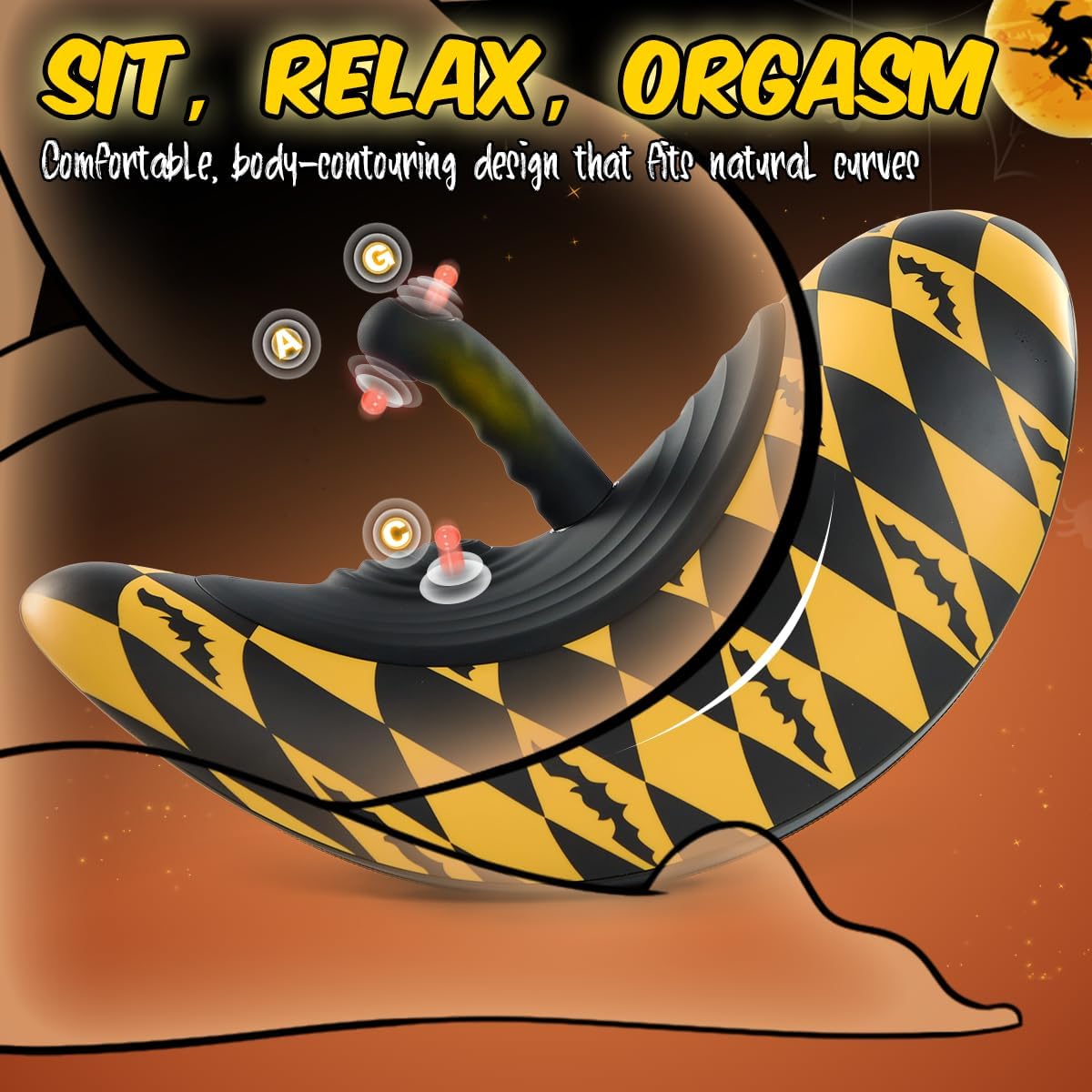 Riding Sex Machine with Wireless Remote Control & 3 Interchangeable Attachments - Black