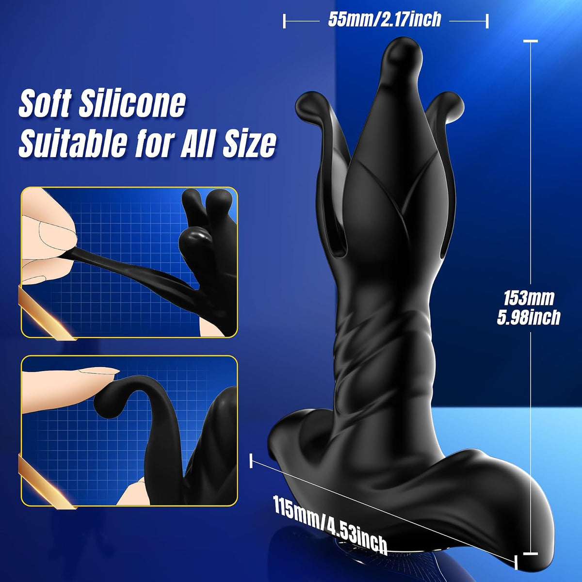 Measurements: 153 mm tall, 55 mm across the head, 115 mm base width