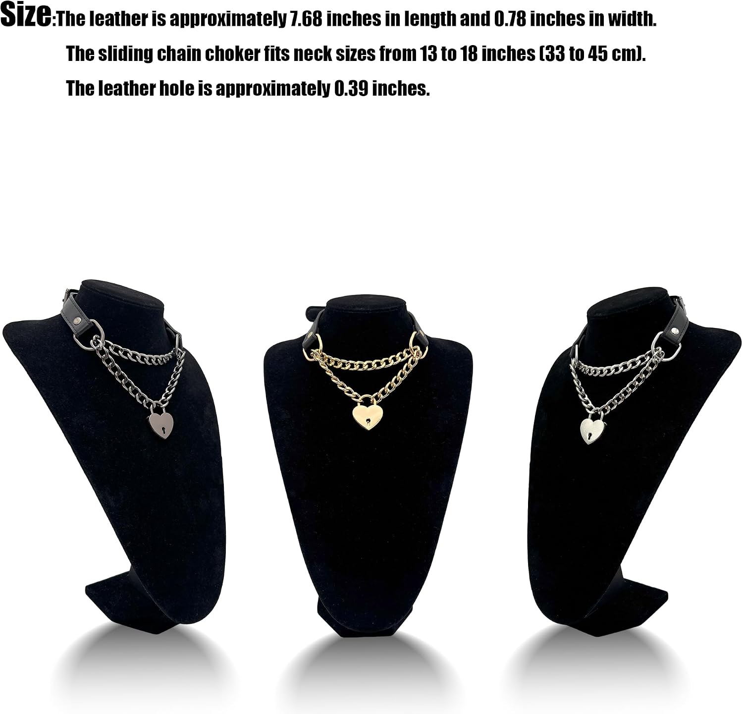 Black leather padlock choker for women