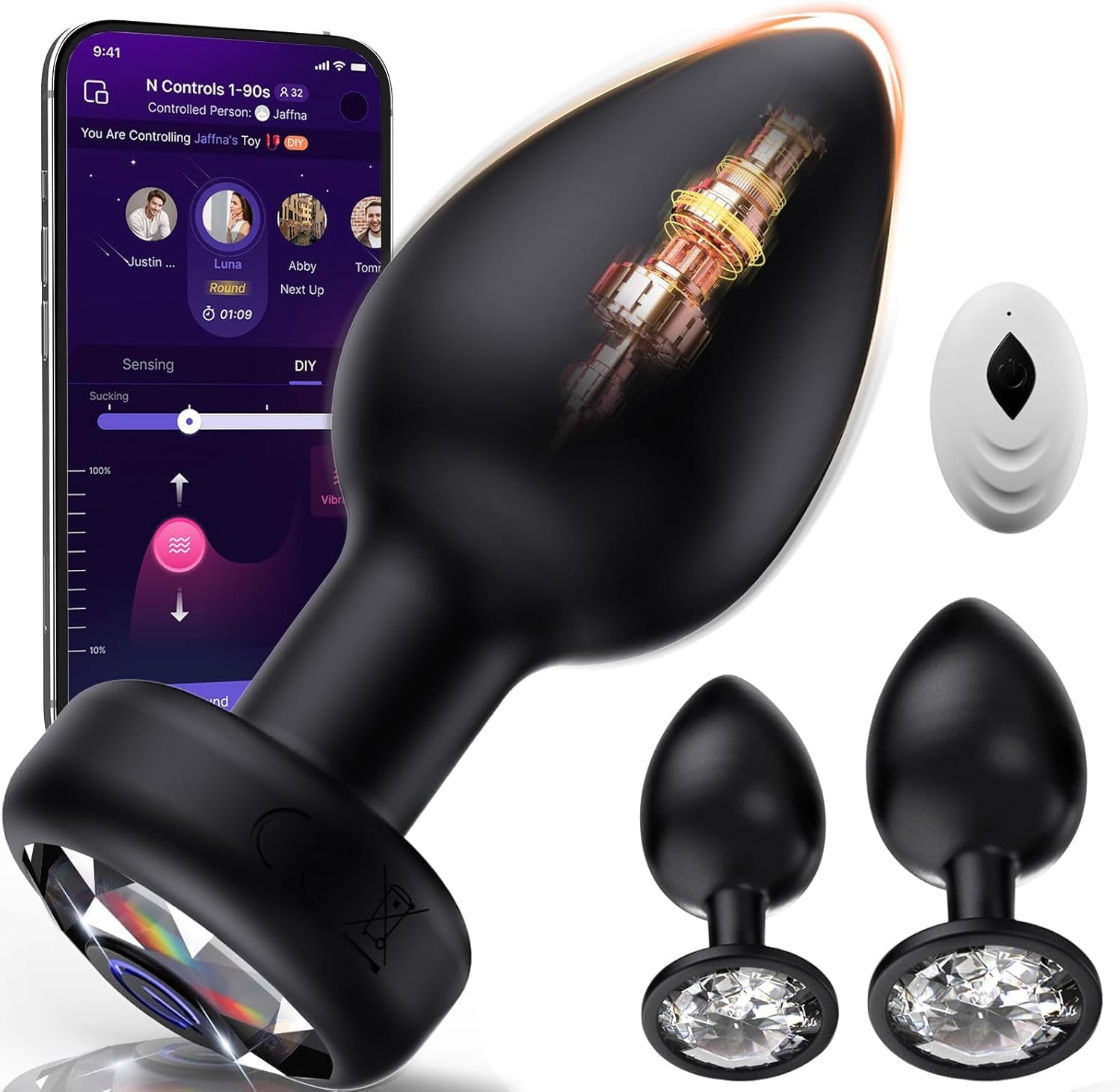 3-piece vibrating anal plug set with remote