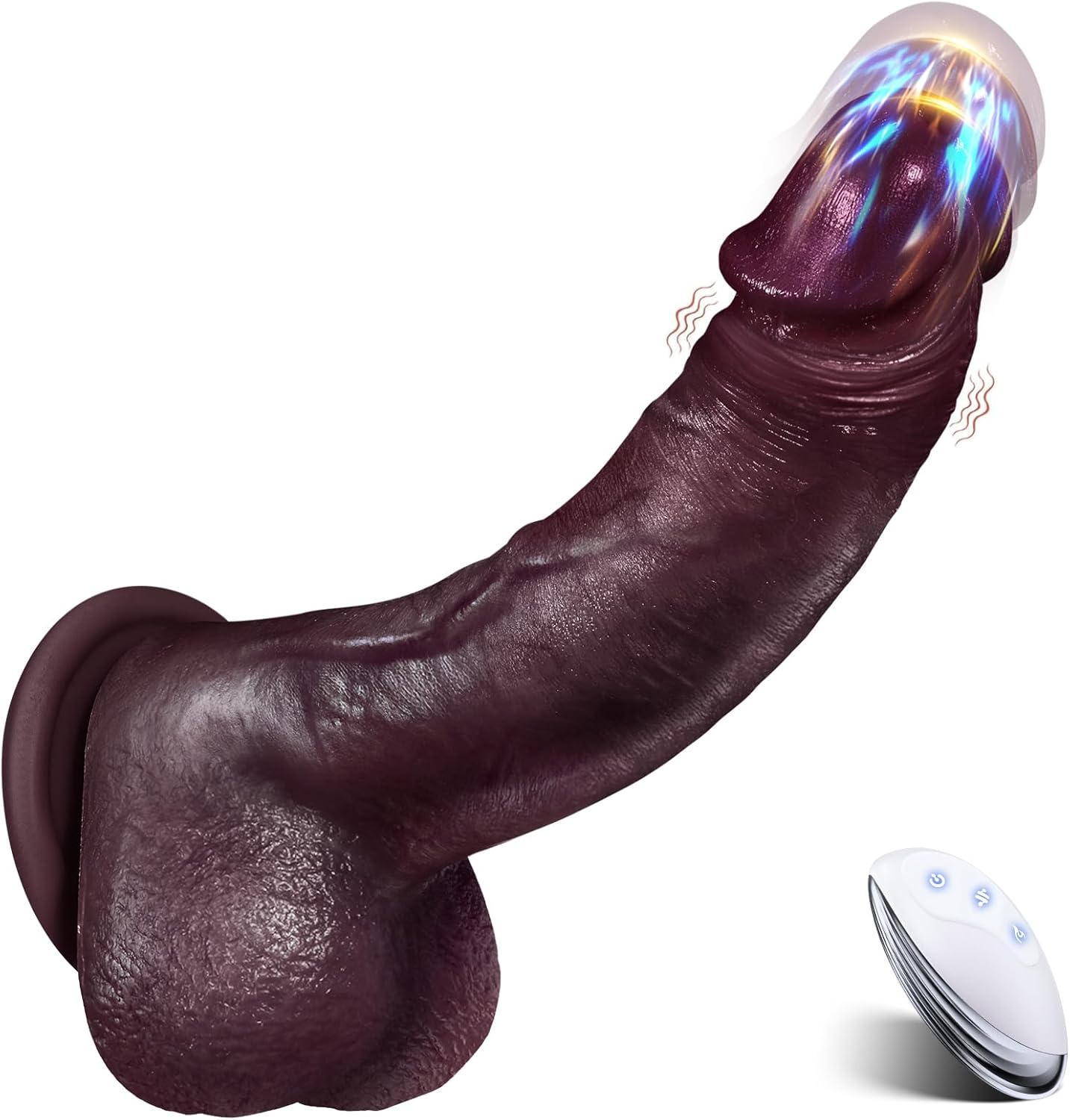 Heated thrusting dildo vibrator black