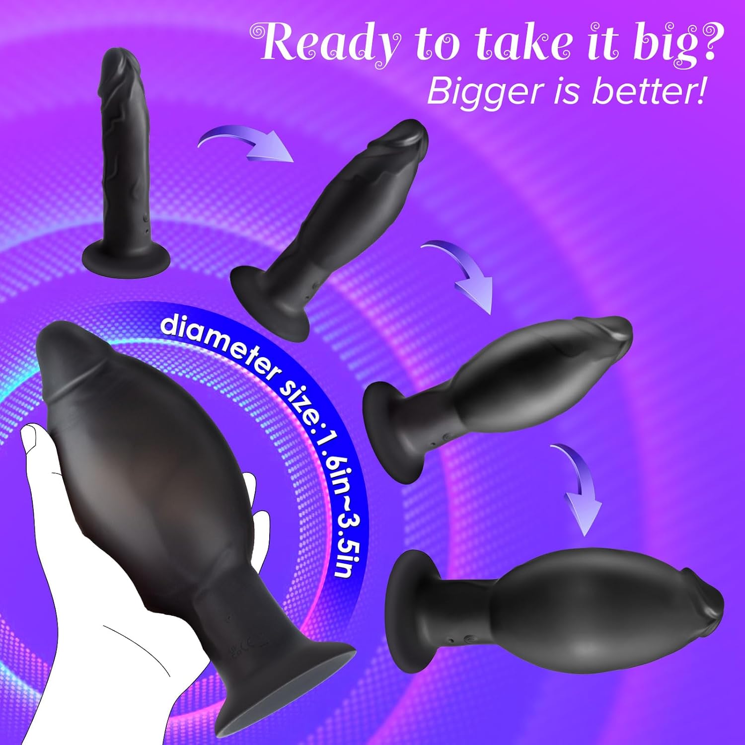 Thick inflatable anal dildo vibrator