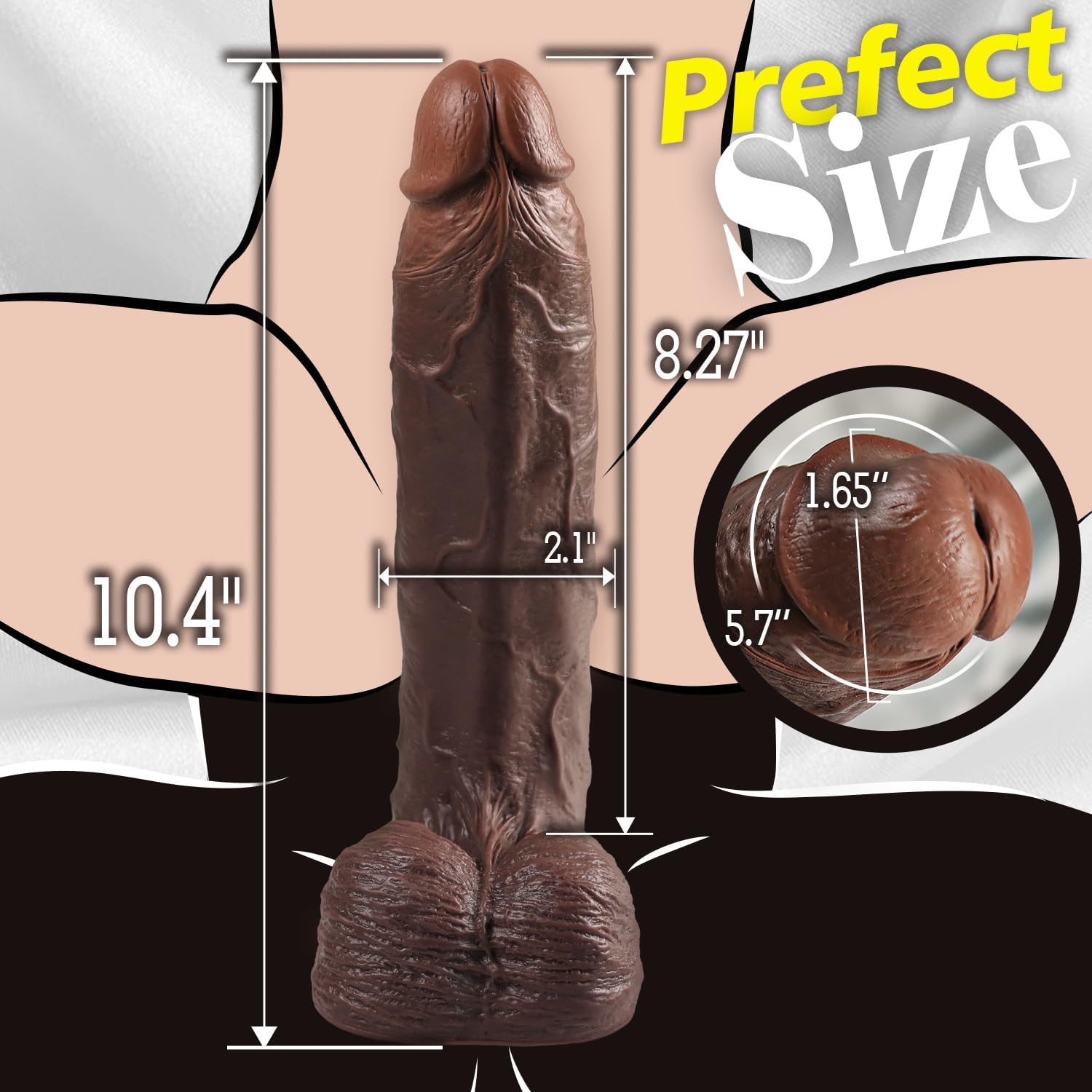 10-Inch Realistic Big Black Dildo with Suction Cup – Adult Sex Toy