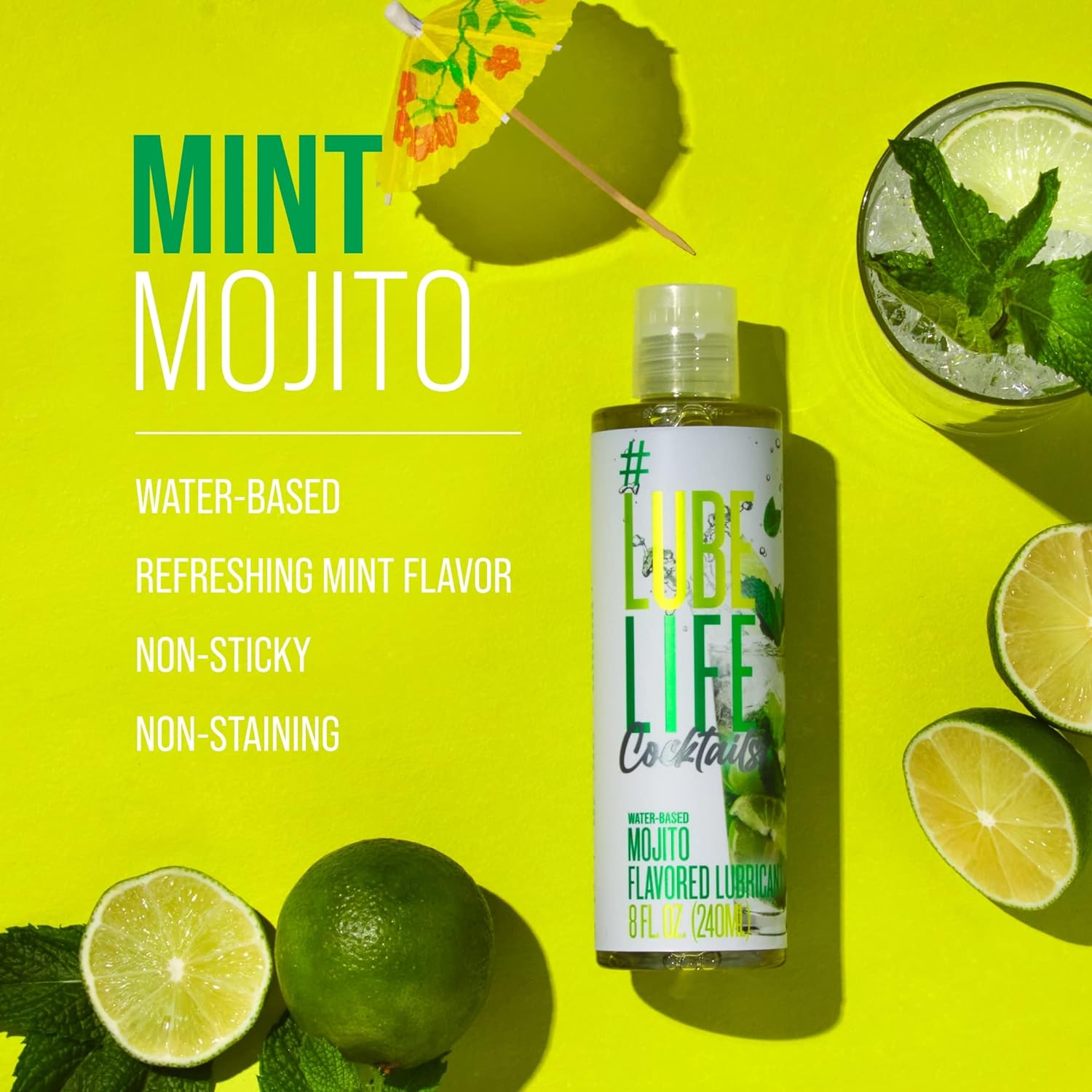 Lube Life Water-Based Mojito Flavored Lubricant 8 Fl Oz - Sex Shop Miami