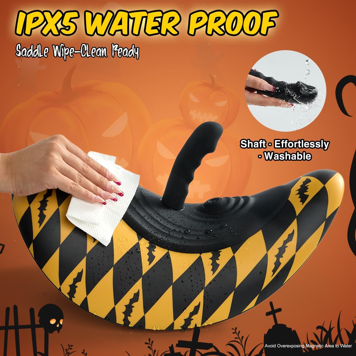 Riding Sex Machine with Wireless Remote Control & 3 Interchangeable Attachments - Black