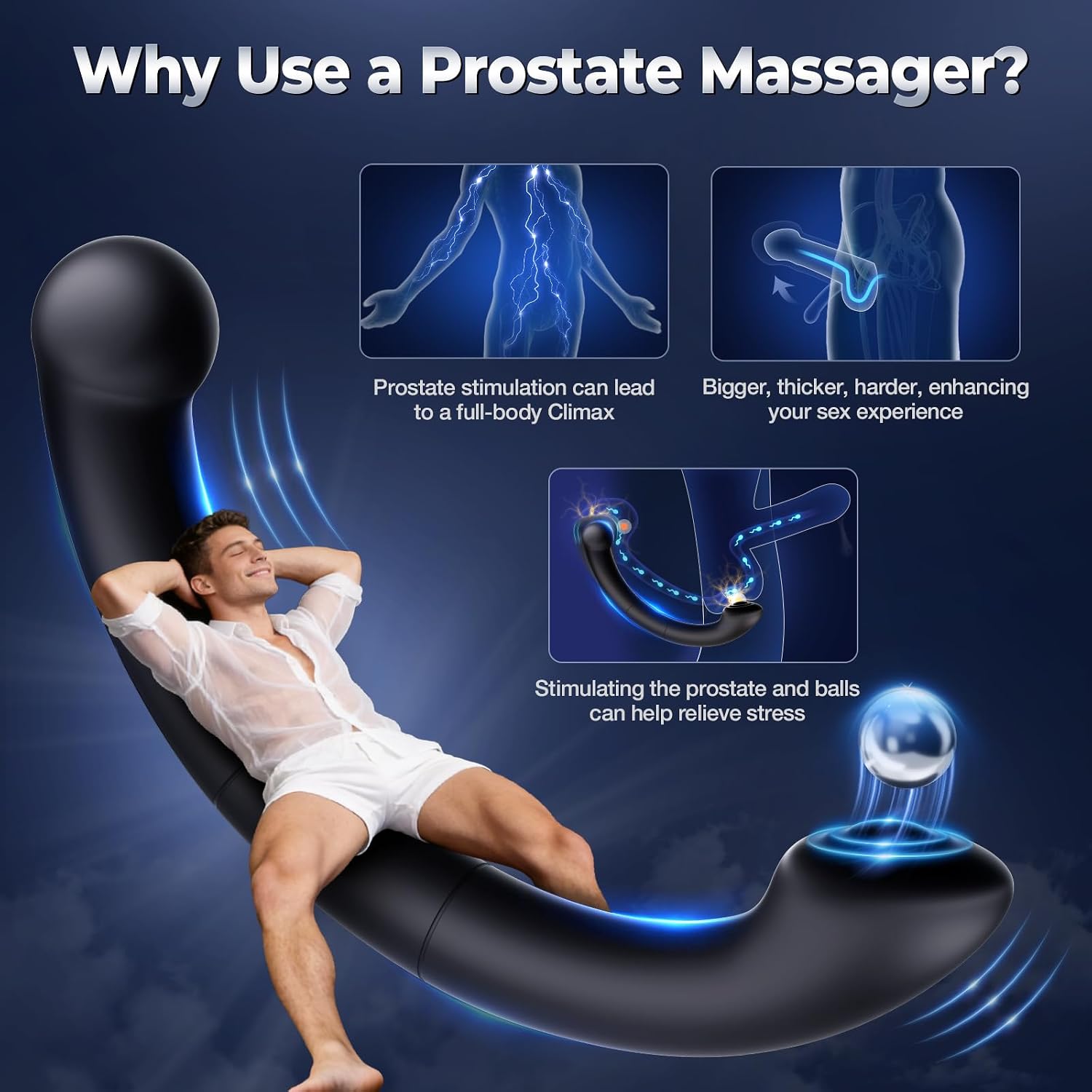 Prostate massager curve and dual-ended bulbs