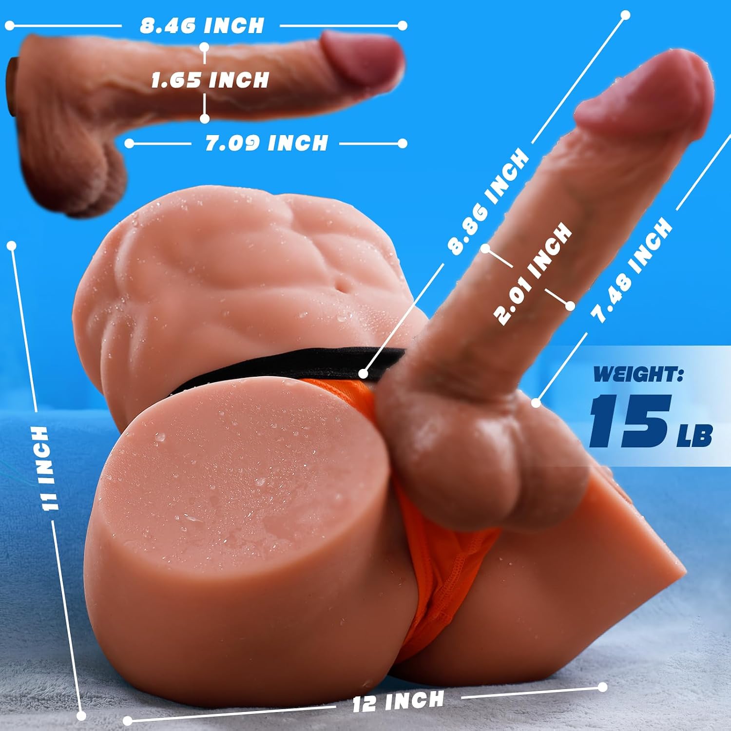Realistic male butt with anal channel sex toy