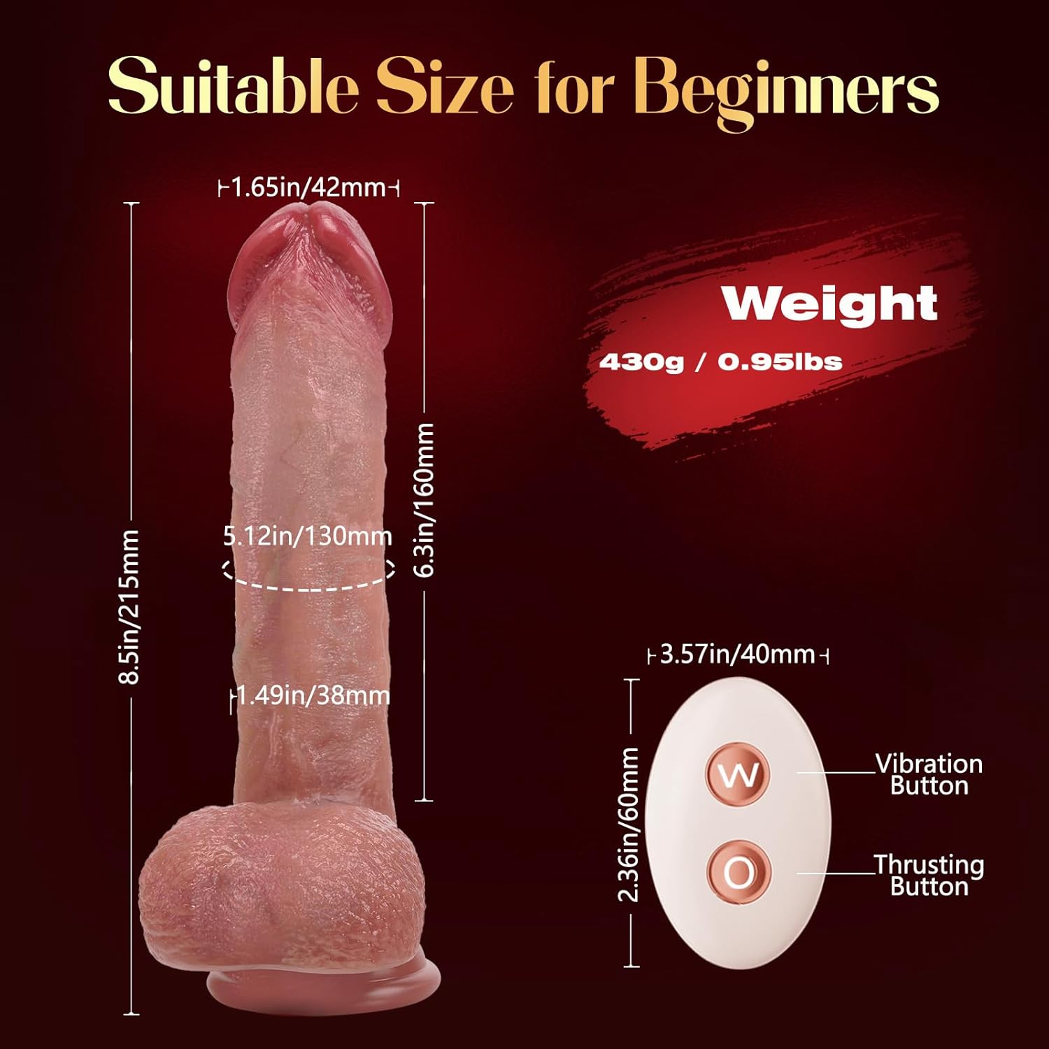 Thrusting Dildo Vibrator with Suction Cup – Realistic Sex Toy for Women