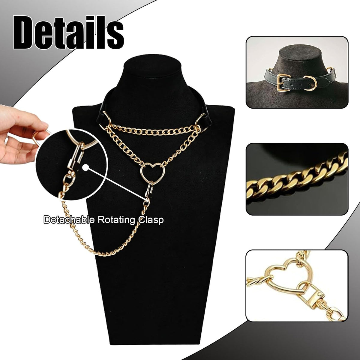 Punk gothic vegan leather collar