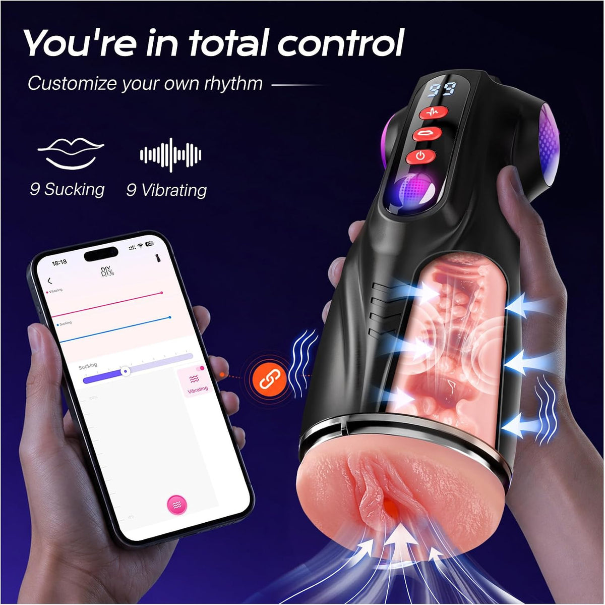 Phone app control alongside the stroker and sleeve