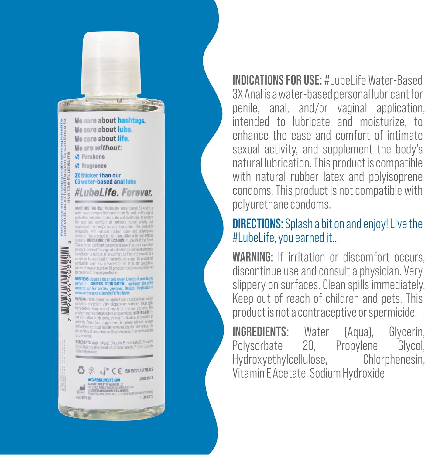 Water based anal lubricant toy safe