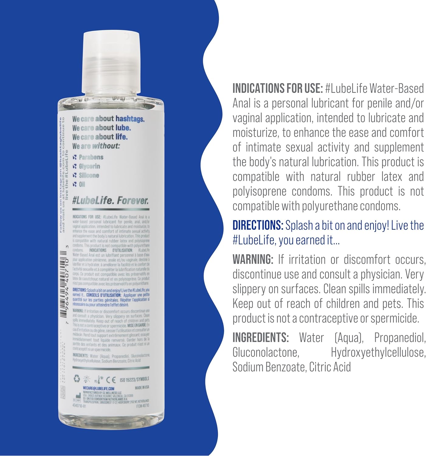 Lube Life water-based anal lube 8 fl oz