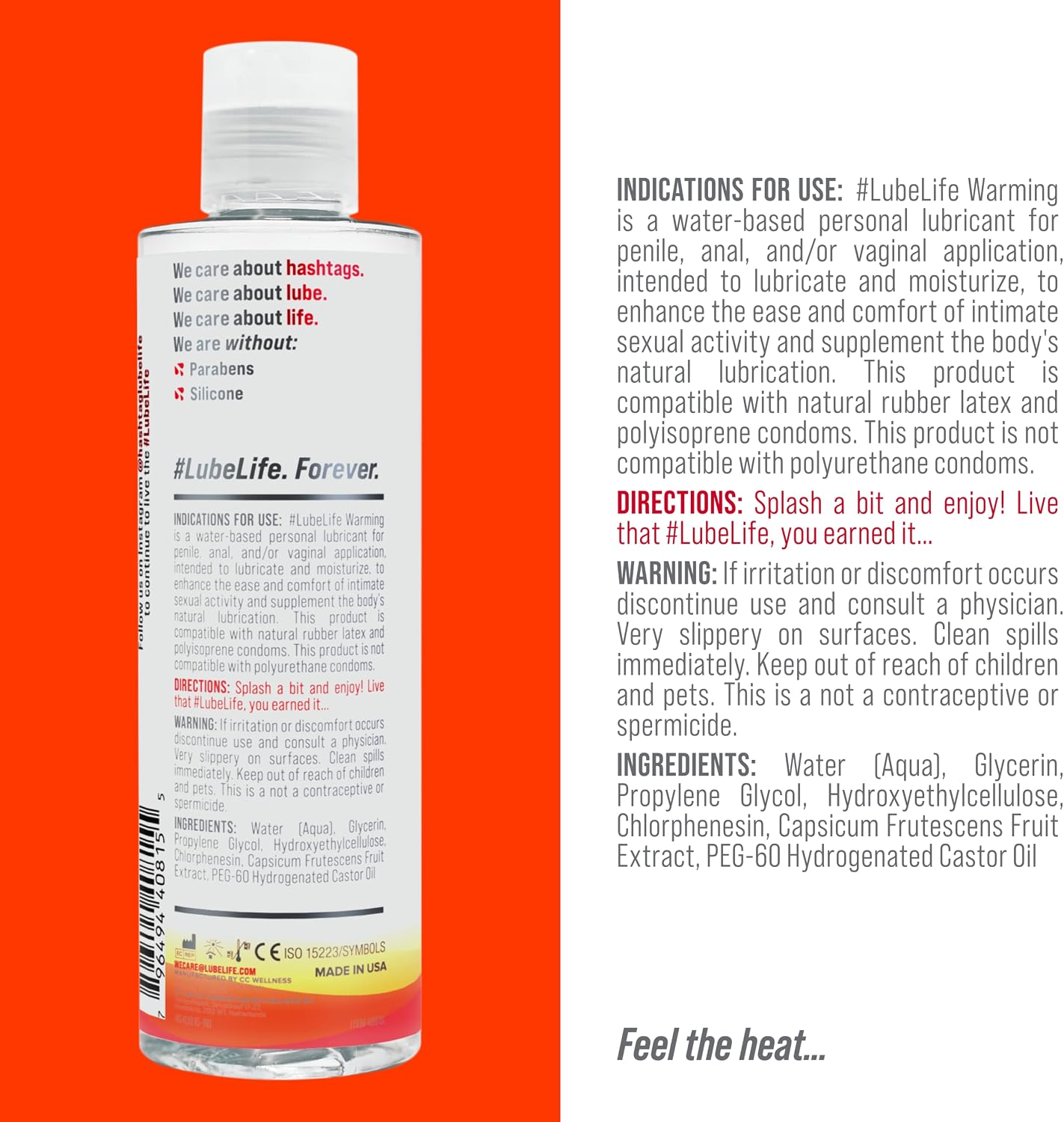 Lube Life water-based warming lubricant 8 fl oz