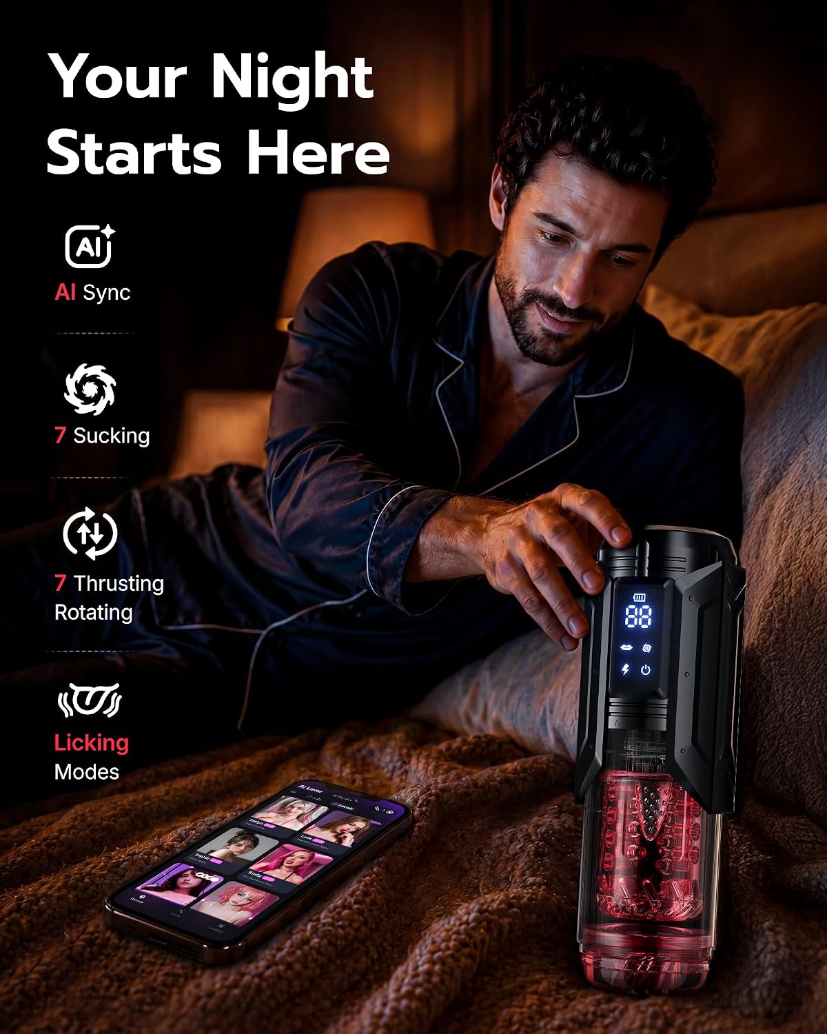 App sync waterproof male stroker