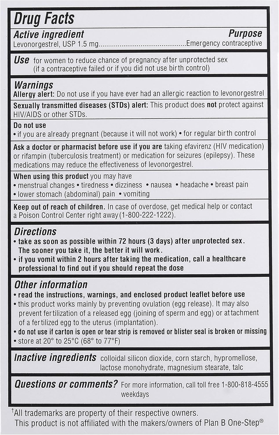 Ohm My Choice Emergency Contraceptive Pill – Levonorgestrel 1.5mg Morning-After Tablet, Single Dose, Plan B Alternative