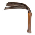 Cargar la imagen en la vista de la galería, Genuine Leather Flogger Whip – Wooden Handle, 21" Tassel Falls, BDSM Spanking Flogger for Couples (Brown)

