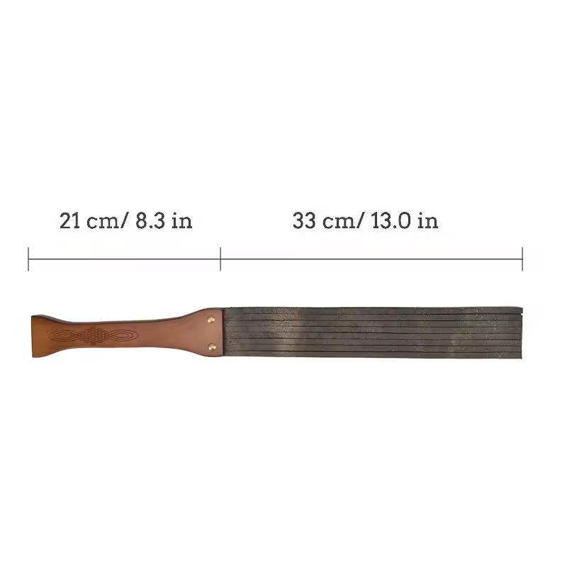 Genuine Leather Flogger Whip – Wooden Handle, 21" Tassel Falls, BDSM Spanking Flogger for Couples (Brown)