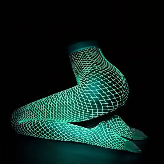 The tights glowing green against a dark background