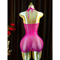 Load image into Gallery viewer, Back view showing the halter tie at the nape and the open back down to the waist
