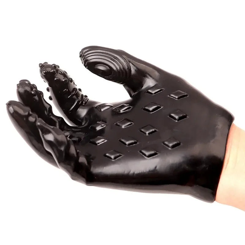 Foreplay stimulation glove in use