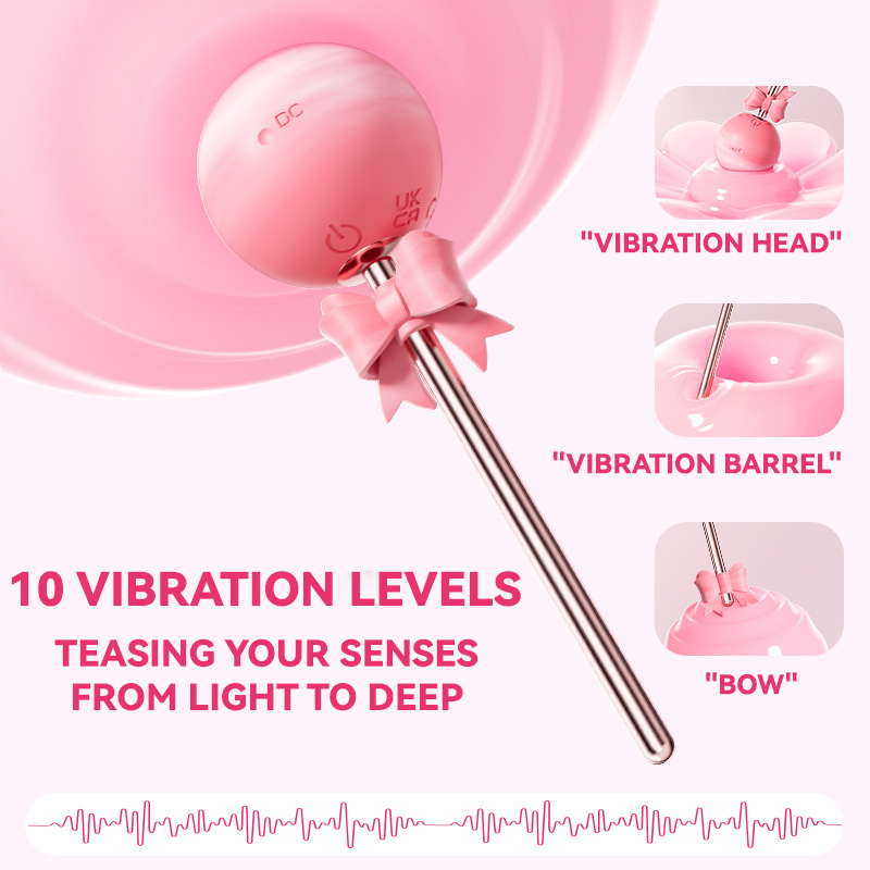 Lollipop vibrator 10 vibration levels - vibration head, vibration barrel and bow detail