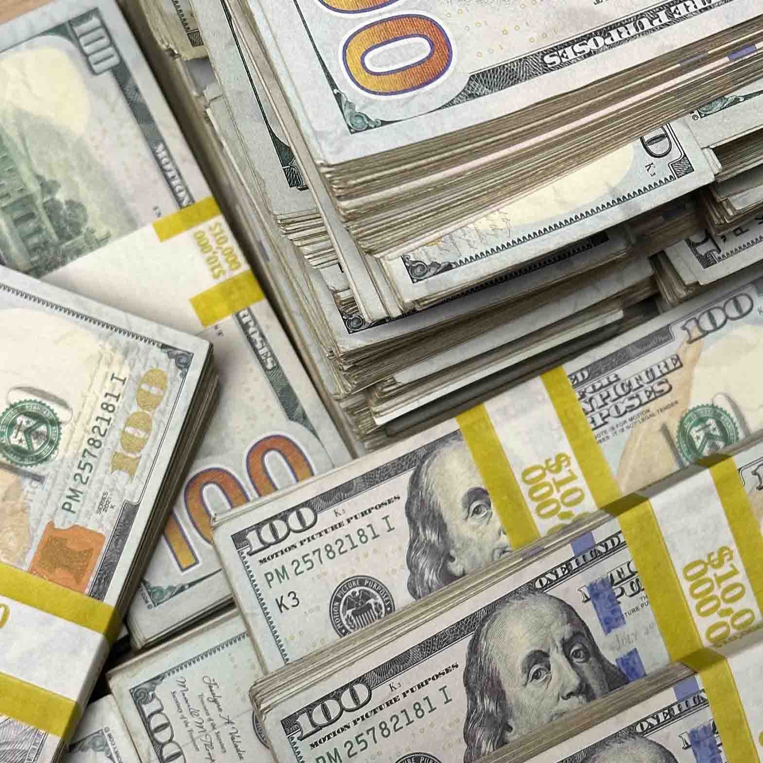 $50,000 Aged Prop Money Bundle – Full Print Realistic $100 Bills, Double-Sided Movie Money (New Series)