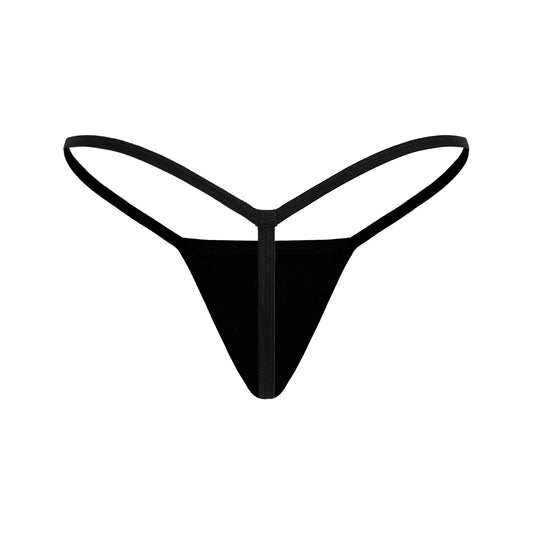 Cotton G-String Thong - Minimalist Low-Rise, Soft Stretch Cotton, Black