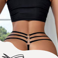 Load image into Gallery viewer, Black triple-strap thong rear view, alternate angle
