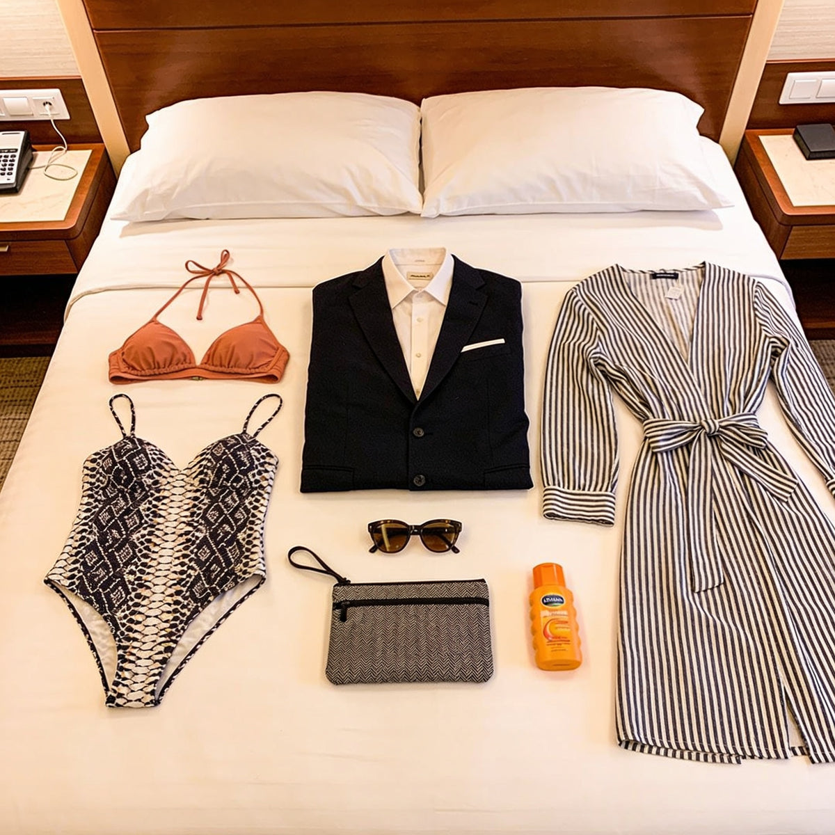 Couple packing for an Icon of the Seas cruise from Miami