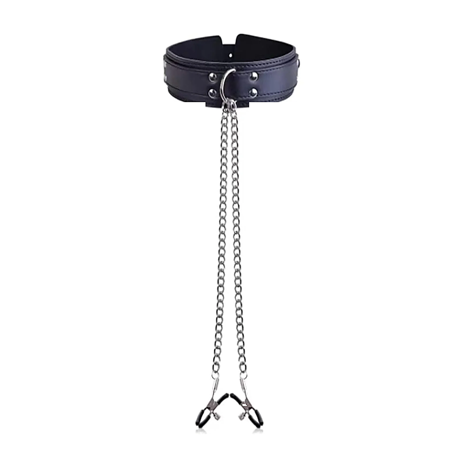 Nipple Clamps & Collar Bondage Set – Adjustable Metal Clamps with Chain, Bow Clips & Bell for Couples BDSM Play