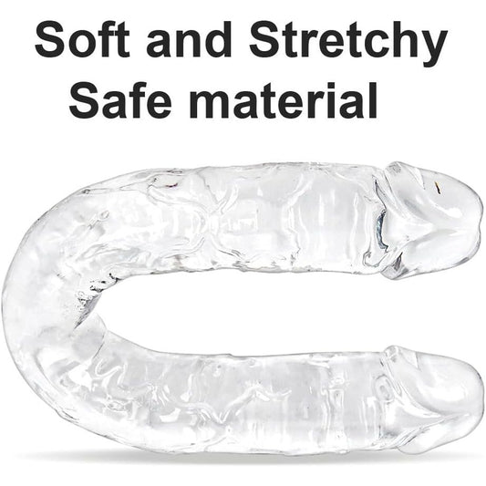 Clear double-ended dildo showing both realistic heads