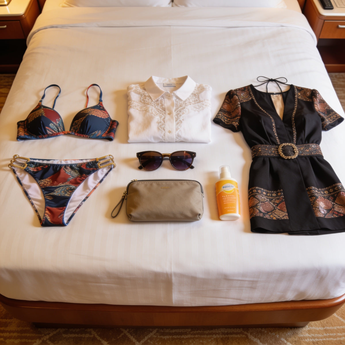 Couple packing for an Icon of the Seas cruise from Miami