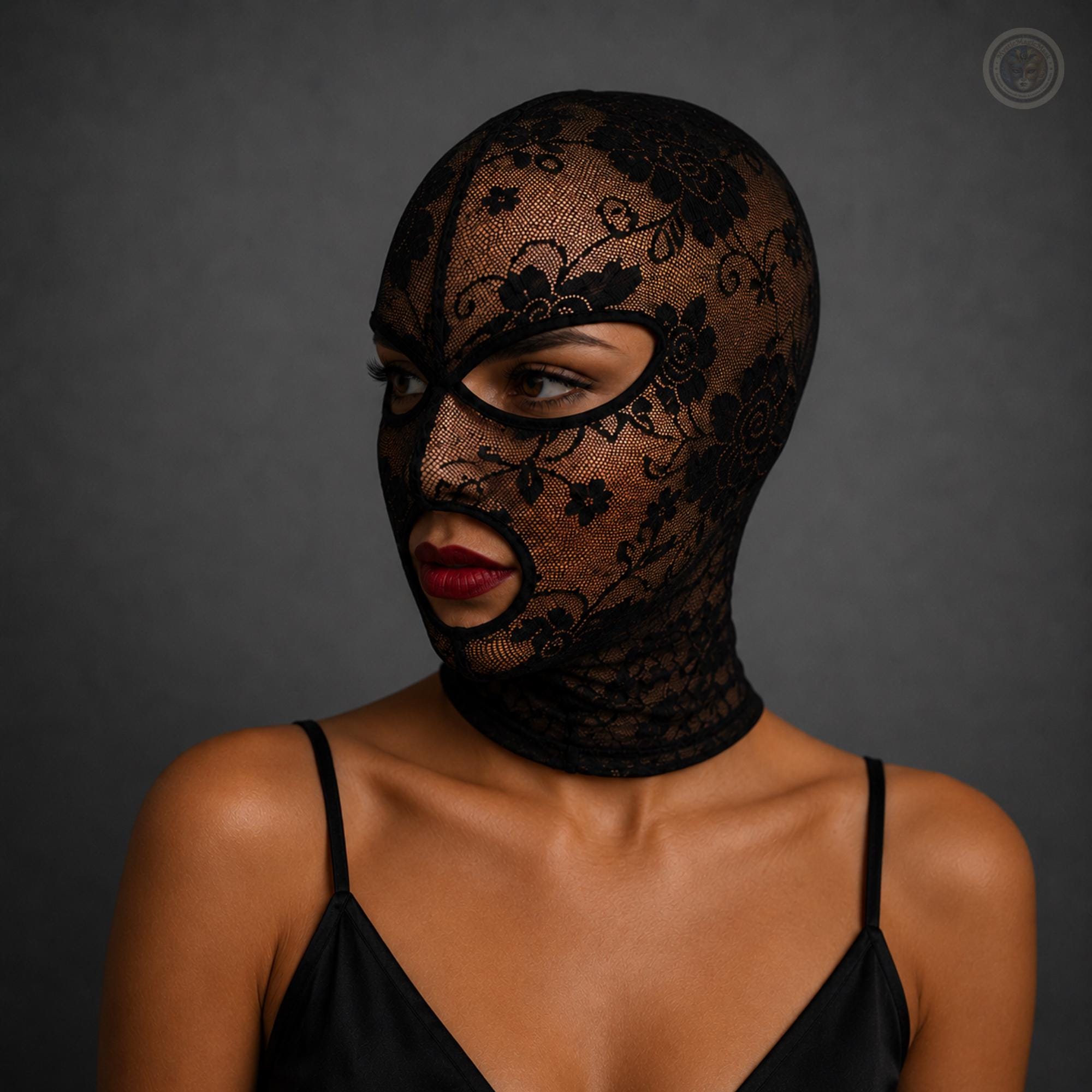 Floral lace hood side view