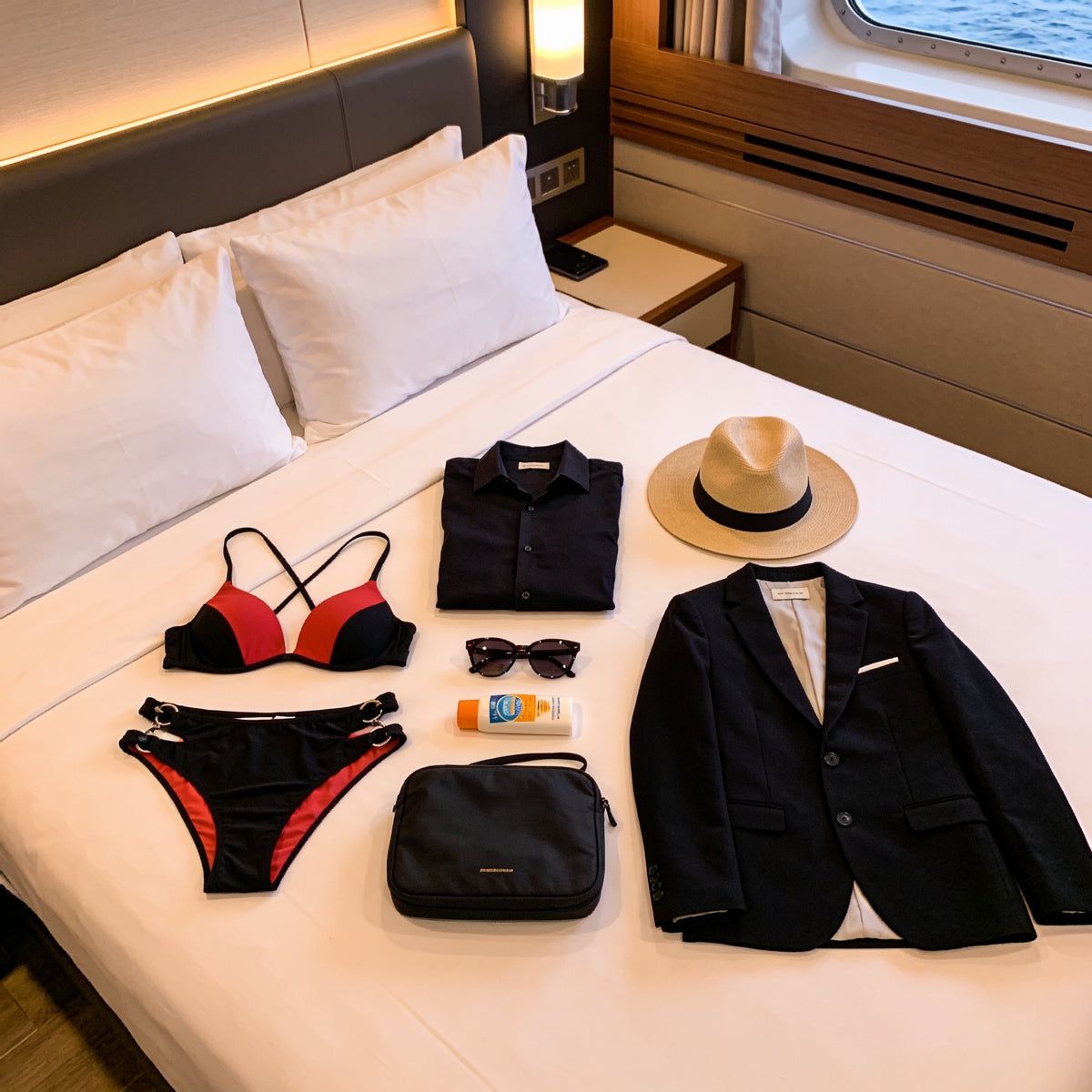 Couple packing for an Icon of the Seas cruise from Miami