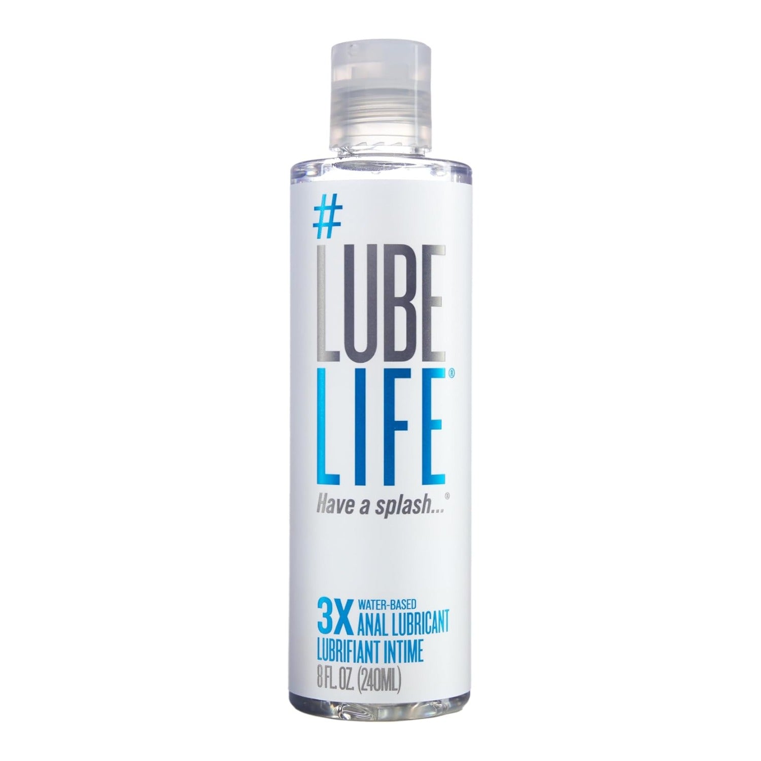 Lube Life 3X anal lube bottle on white