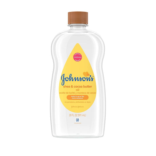 Johnson's baby oil shea cocoa bottle on white
