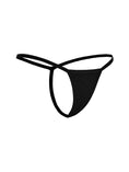 Load image into Gallery viewer, Black cotton G-string showing the narrow front panel depth
