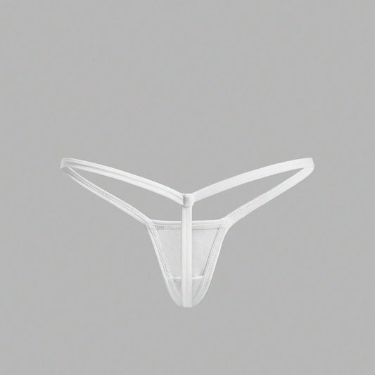 White cotton G-string thong, front view