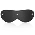 Load image into Gallery viewer, Padded faux leather blindfold shown flat with rivet detail
