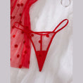 Load image into Gallery viewer, Flocked velvet polka dot detail on sheer mesh
