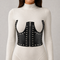Load image into Gallery viewer, Studded Underbust Corset Belt - Punk Rivet Bustier Harness, Zip Front, Black

