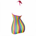 Cargar la imagen en la vista de la galería, Open scoop back and halter ties, rear view on invisible mannequin
