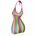 Cargar la imagen en la vista de la galería, Three-quarter rear view showing the rainbow stripe pattern and stretch net
