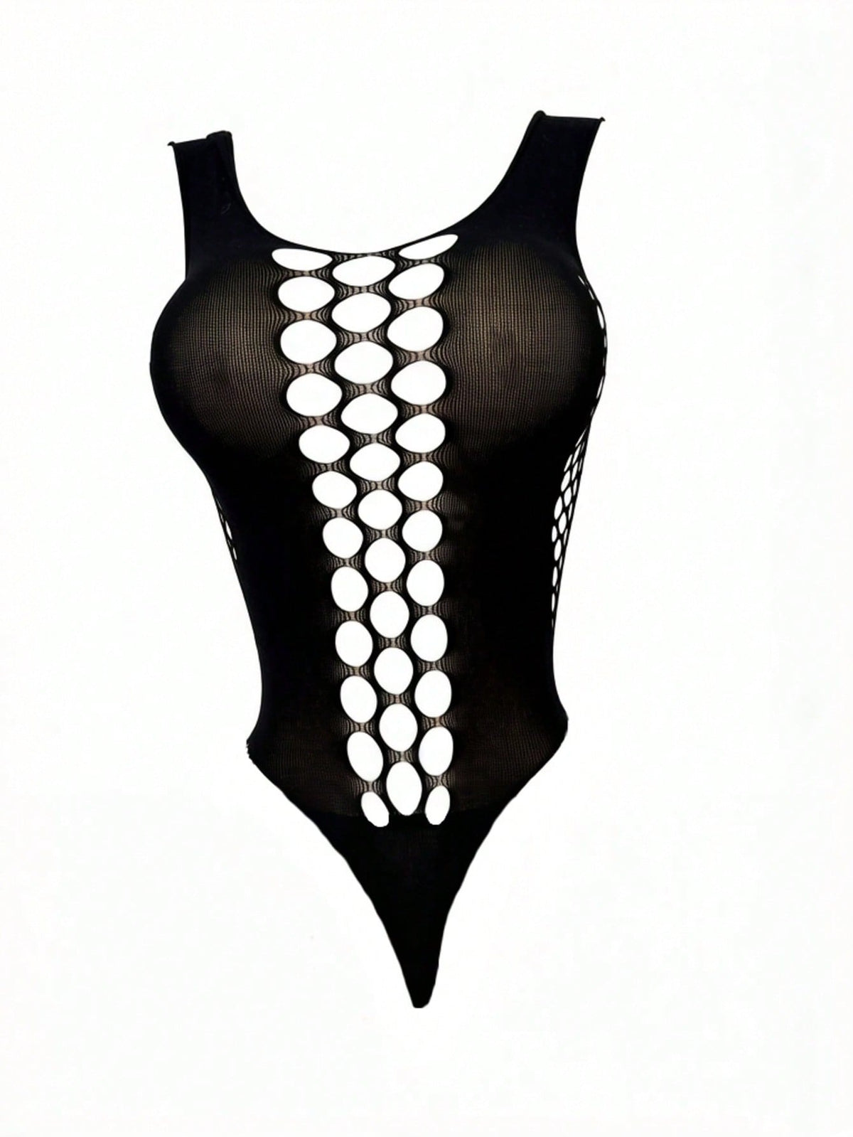 The bodysuit laid flat against white, front