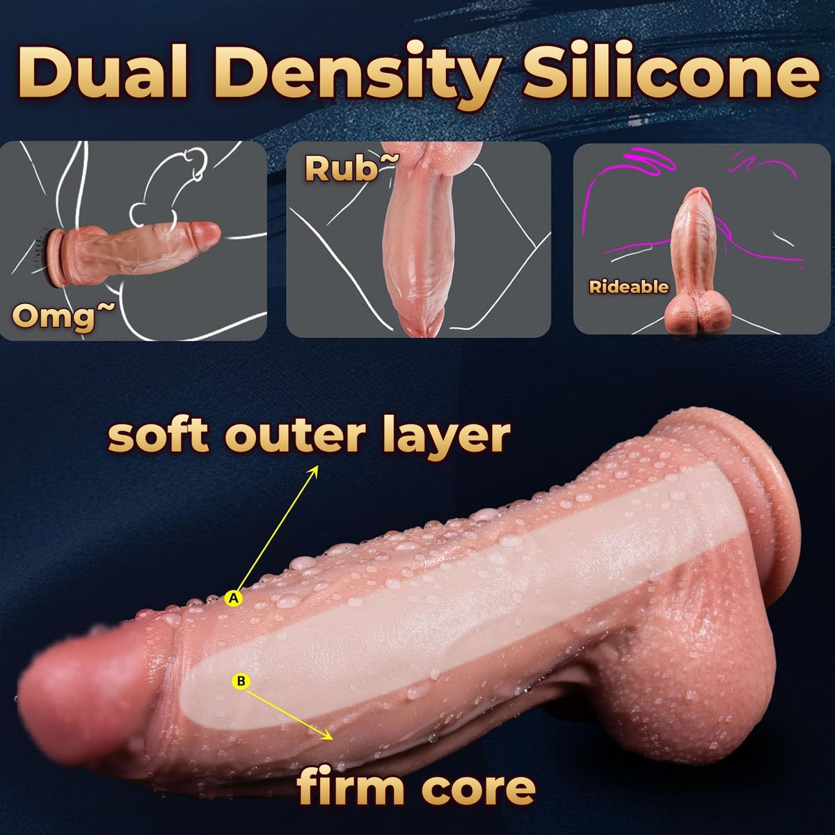 Dual-density silicone cutaway showing the soft outer layer over the firm core